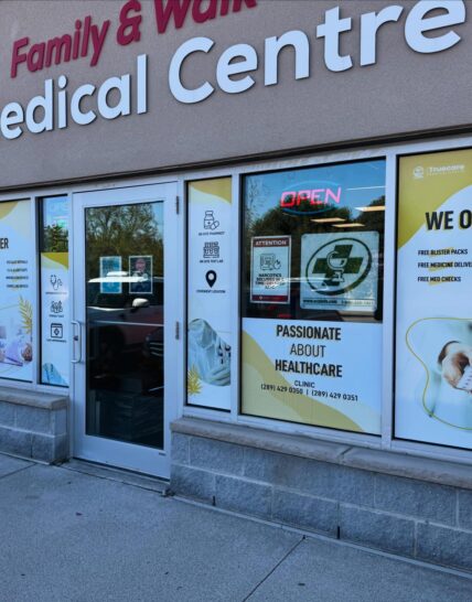Large format vinyl banner installed on Mississauga storefront