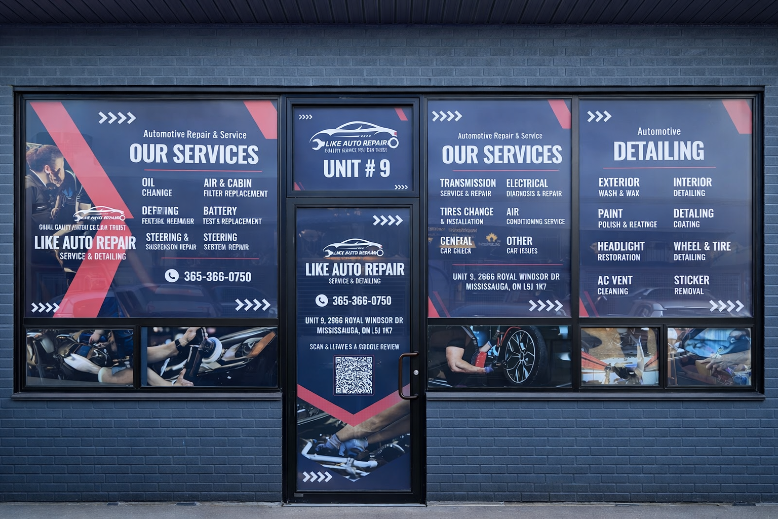 Large format vinyl banner installed on Mississauga storefront
